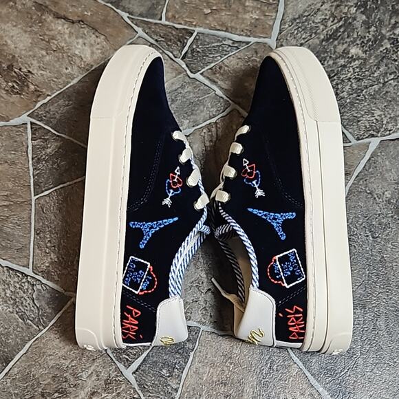 New in Box Soludos Navy Paris Platform Sneakers Sz 8 - Picture 6 of 12